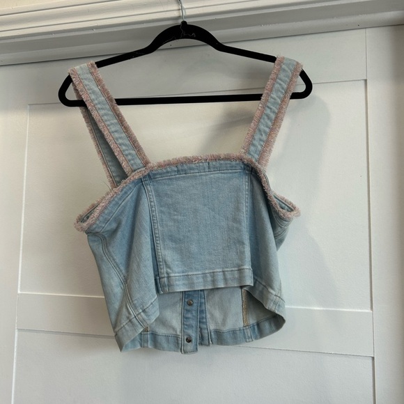 7 for all mankind Light Blue Denim button corset top size L - Picture 3 of 3